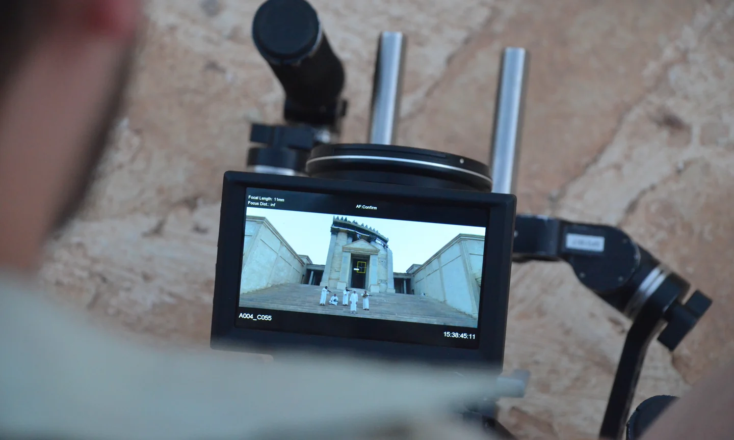Camera monitor used to review a shot during filming